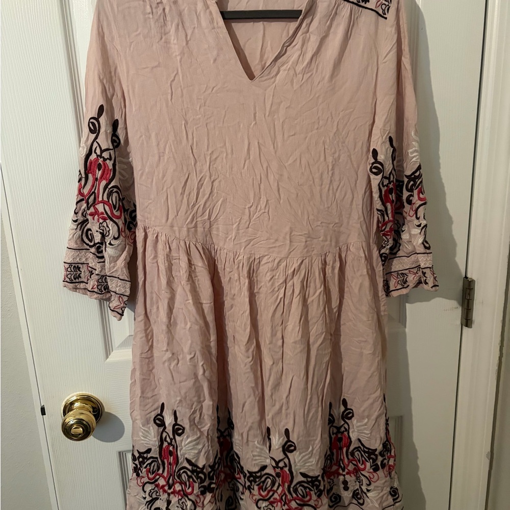Elegant Pink Embroidered Dress